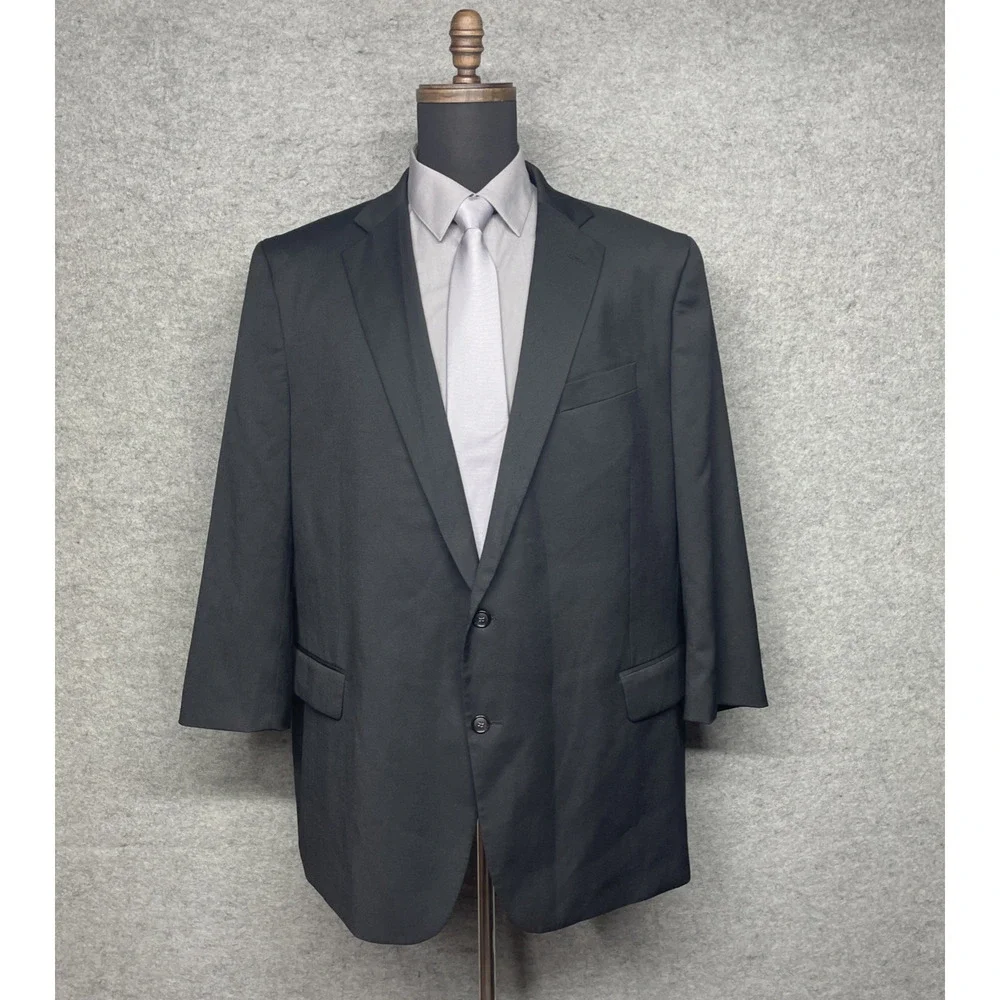 Stafford Men's Sport Coat Blazer Two Button Black Coolmax All Season Classic 52R